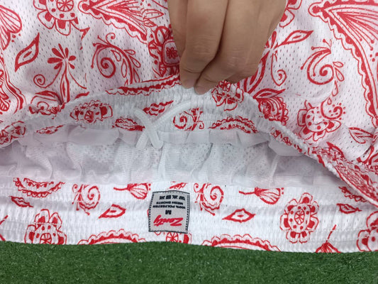 Red Paisley Mesh Shorts