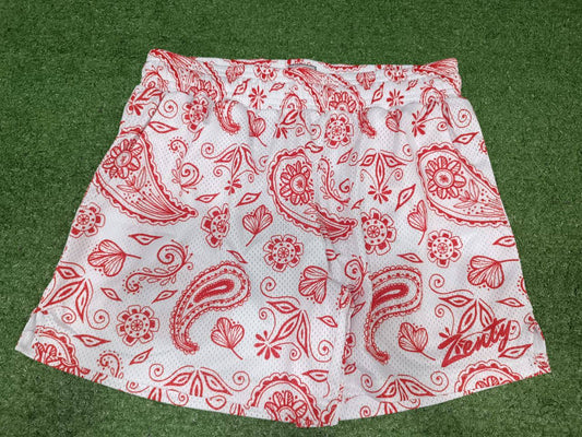 Red Paisley Mesh Shorts